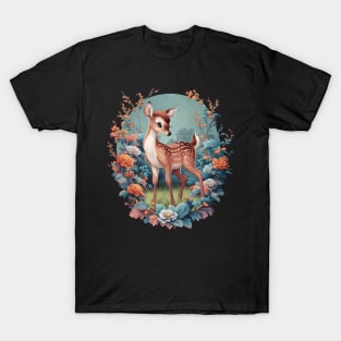 Cottagecore Floral Deer Aesthetic T-Shirt